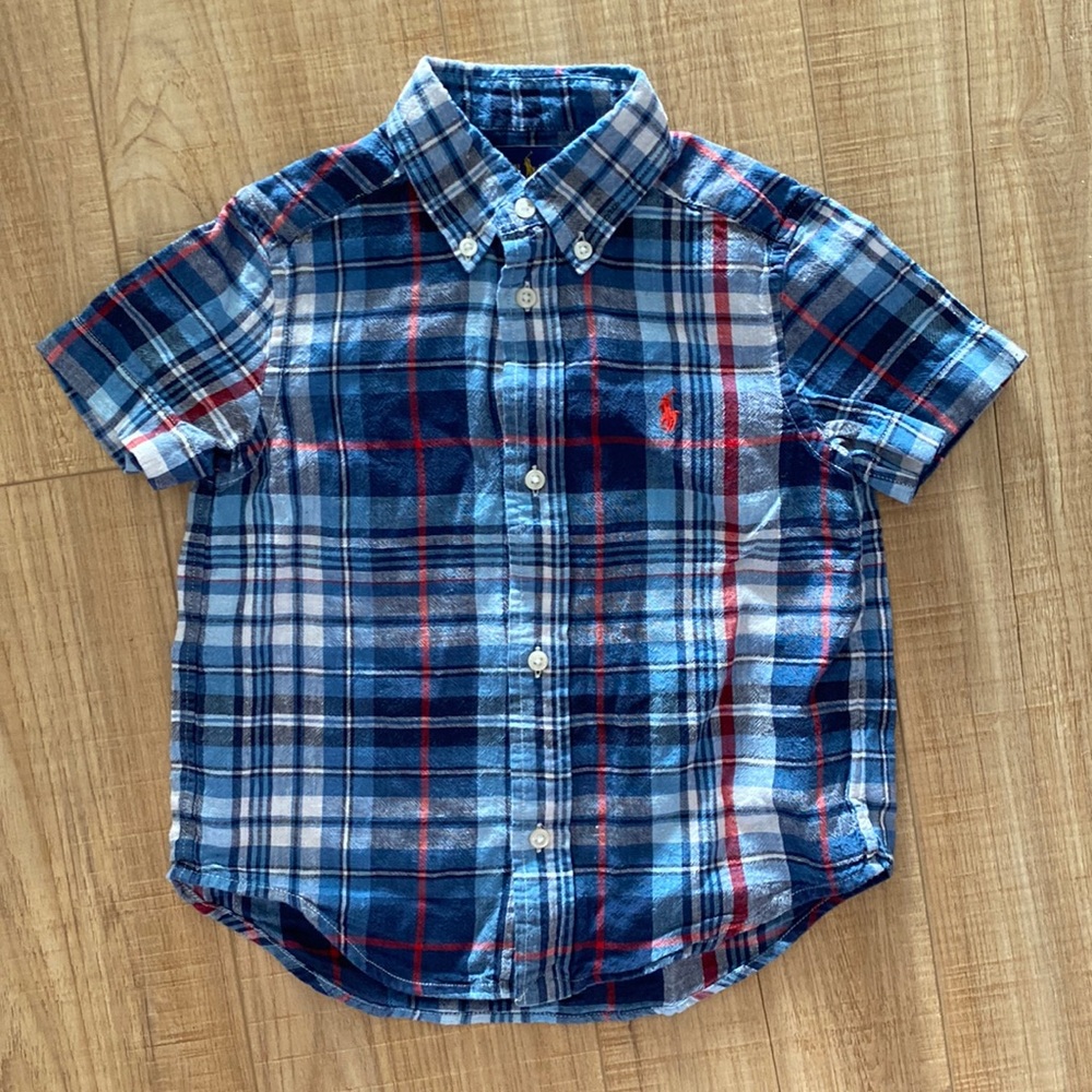 Ralph Lauren Plaid Button Up Short Sleeve Top